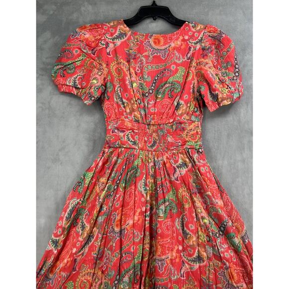 Anthropologie The Katerina Lurex Button Front Dress Size 0 V-neck Midi Dress - Picture 9 of 12